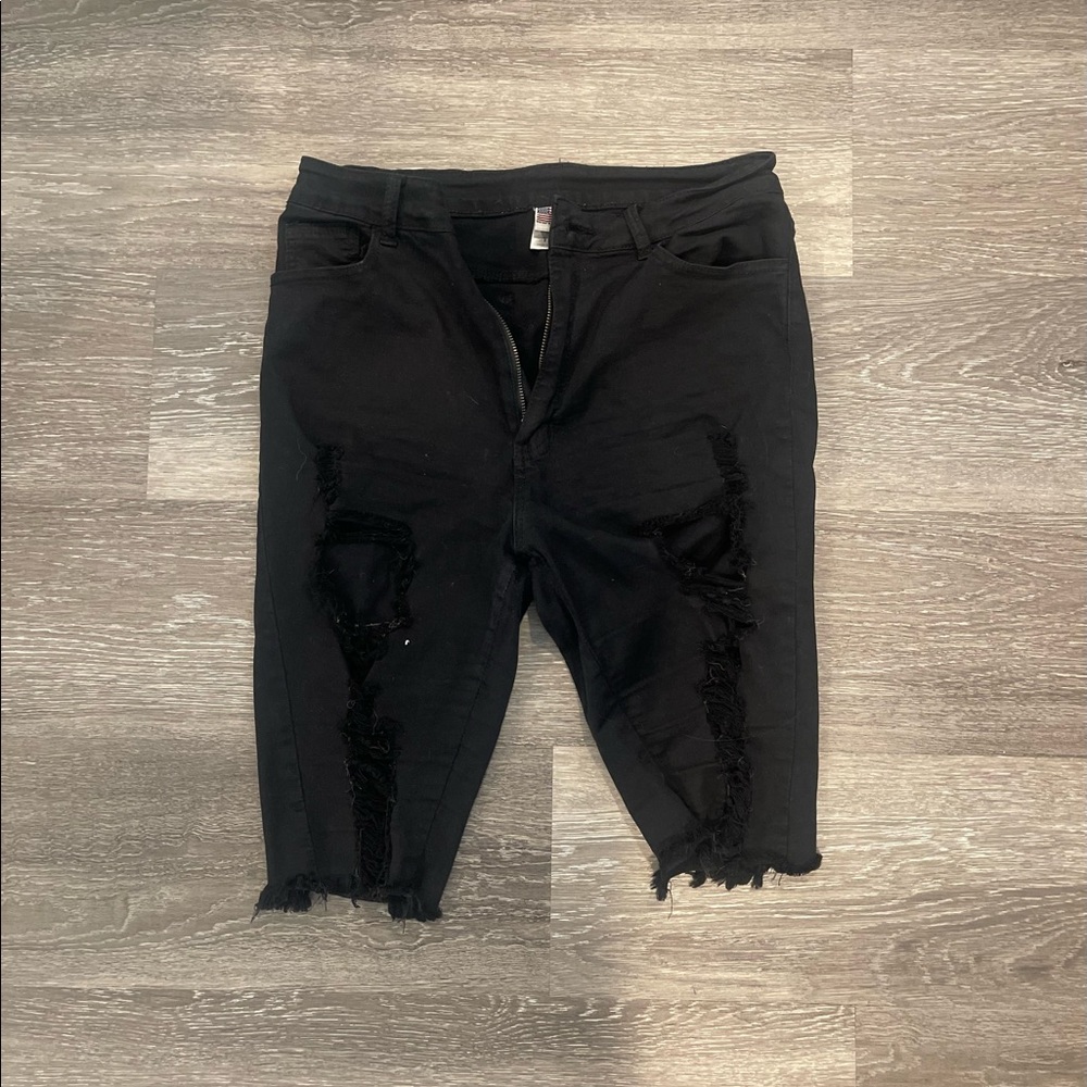 Black jean shorts